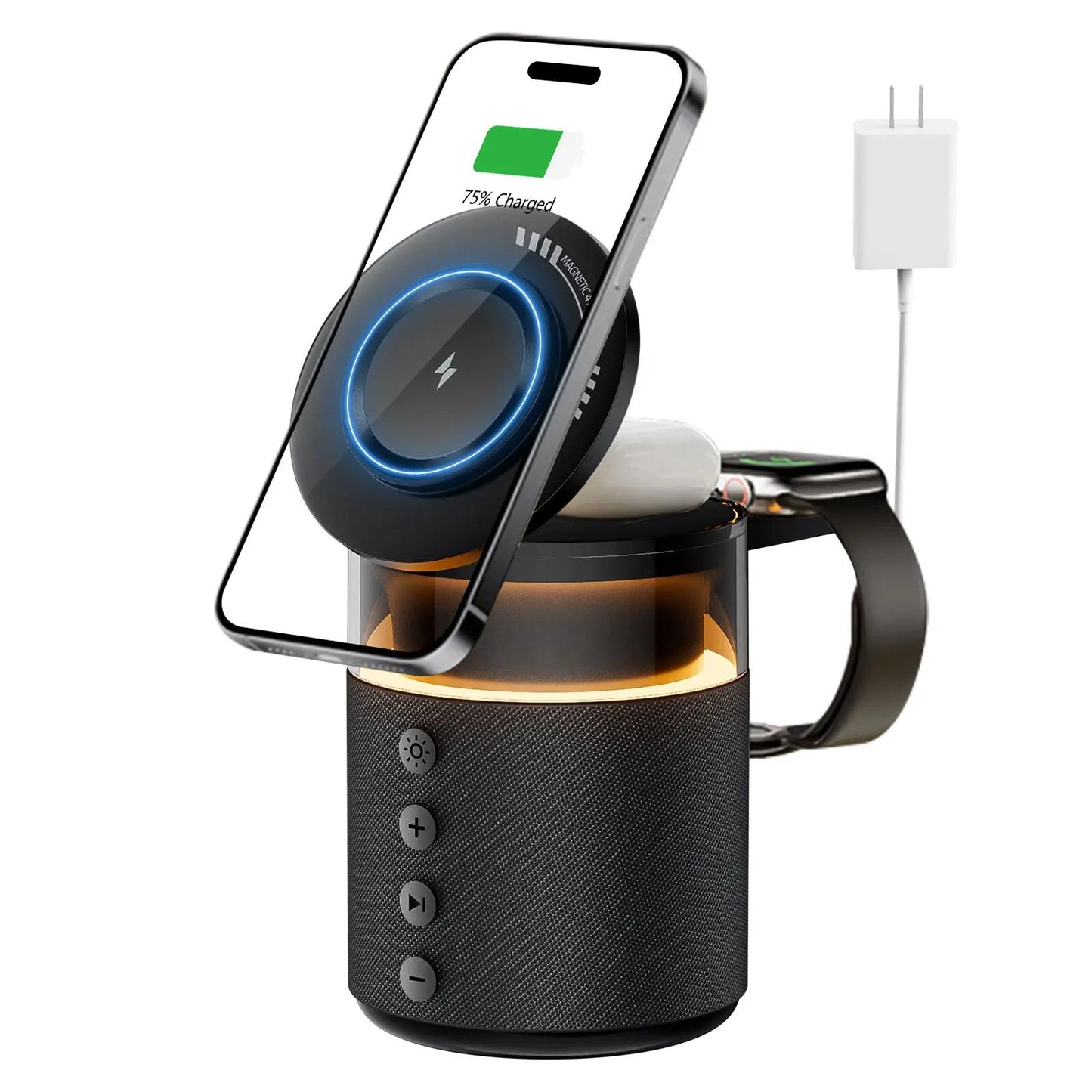 5-in-1 Wireless Charging Station with Bluetooth Speaker & Night Light