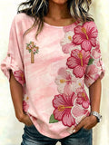 Women's Breast Cancer Awareness "Faith" Print Casual Top