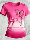 Women's Breast Cancer Awareness Printed Crew-Neck Short-Sleeve T-Shirt