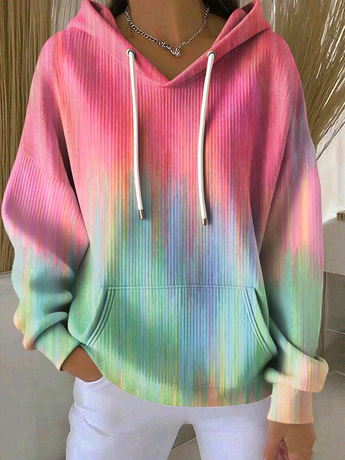 Women's Gradient Print Casual Hoodie