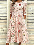 Women's Casual Linen Cotton Floral Plant Dress