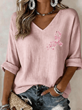 Women's Floral Printed T-shirt for Breast Health Awareness