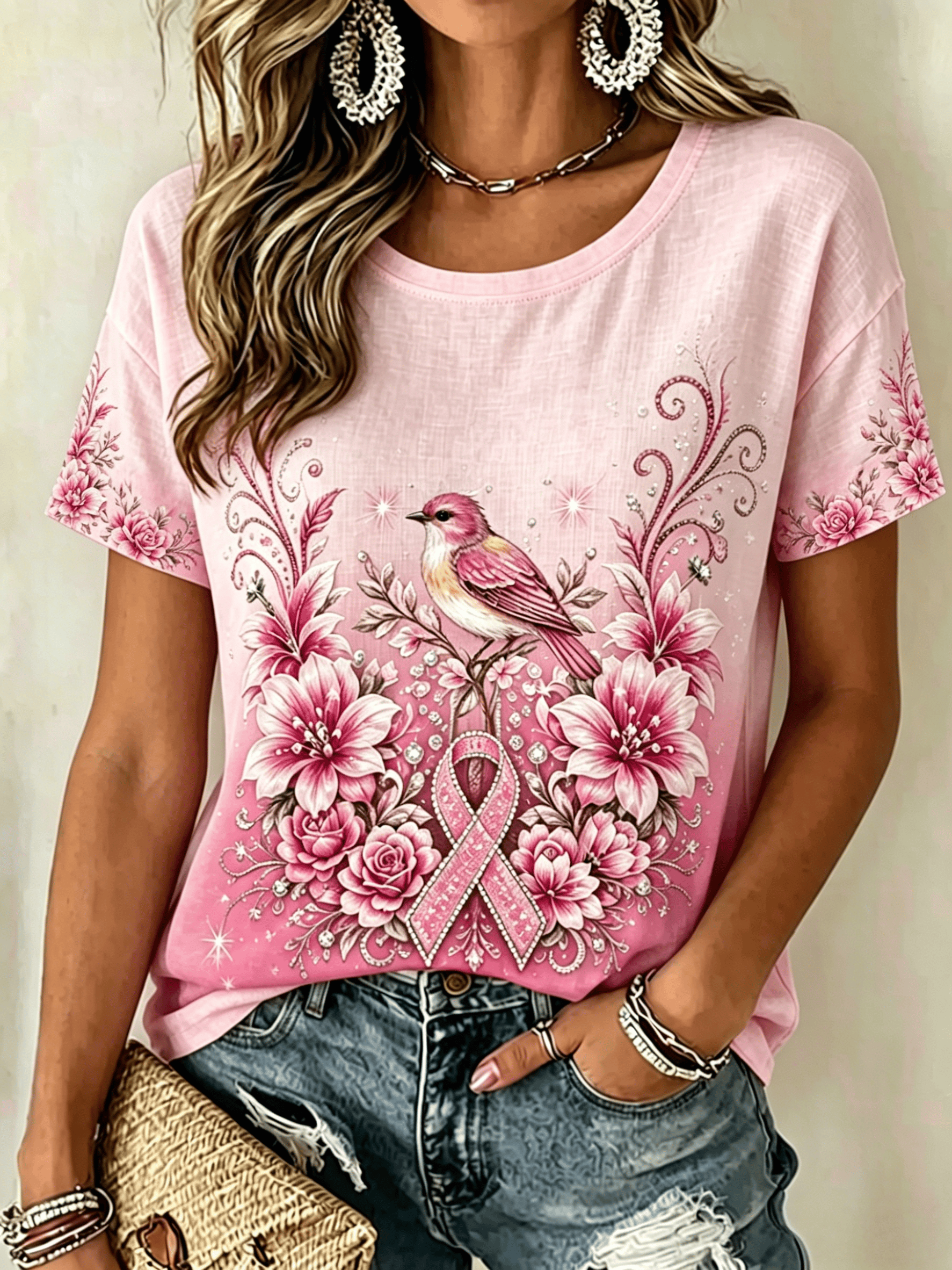 Women's Breast Cancer Awareness "I Wear Pink For Myself" Printed Casual Cami Top