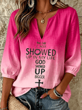 Women's Breast Cancer Awareness Print 3/4-Sleeve Top