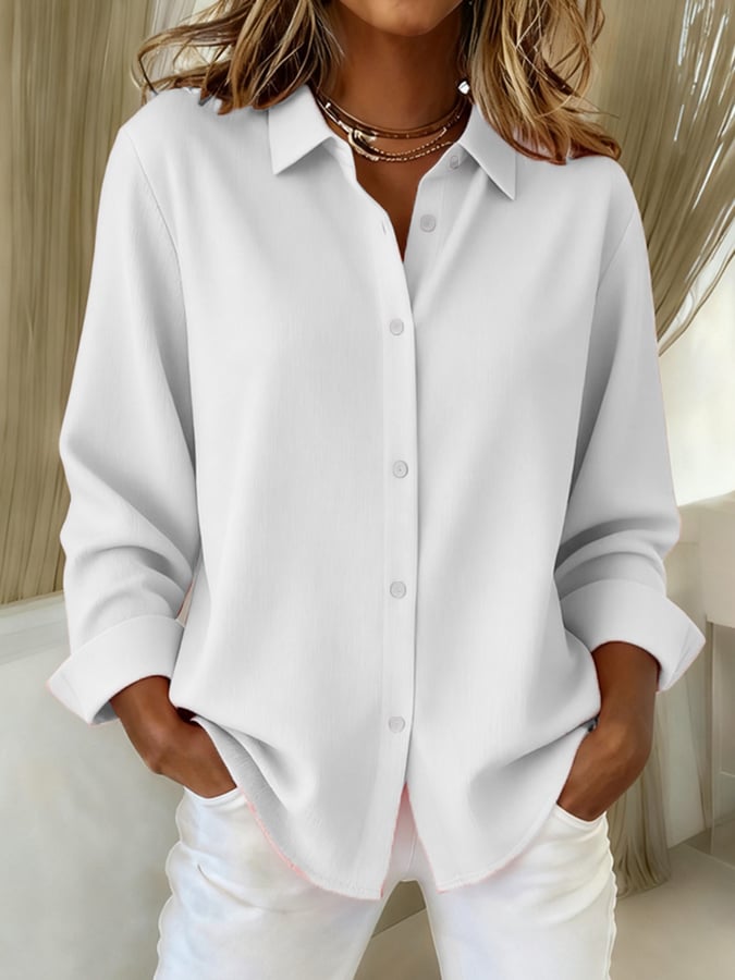Women's Casual Autumn And Winter Cotton And Linen Multi-Color Shirt