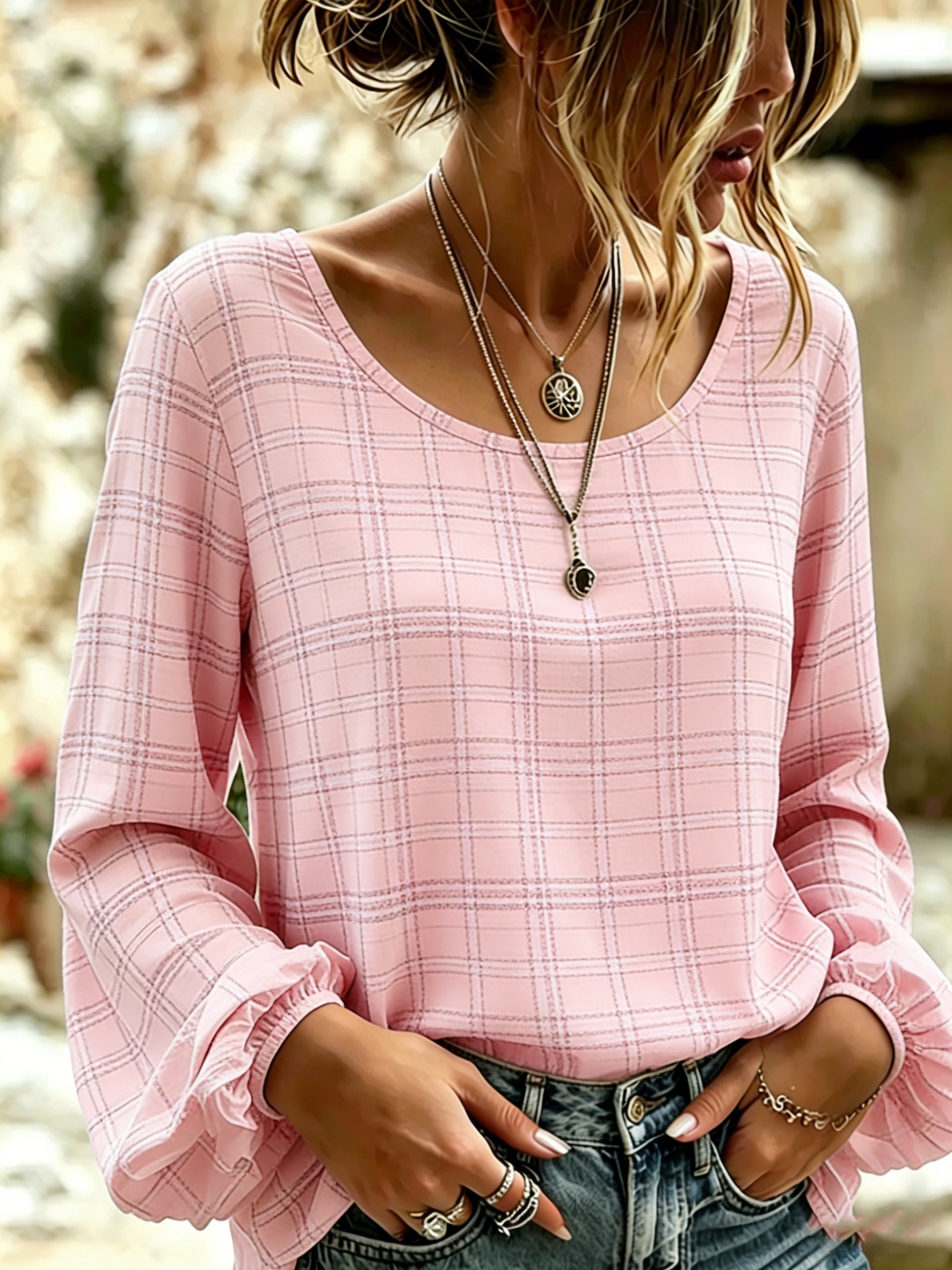 Women's Casual Floral Print Long-Sleeved Top