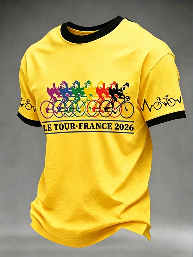 Men's Tour de France Print Casual T-Shirt