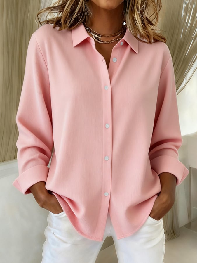 Women's Casual Autumn And Winter Cotton And Linen Multi-Color Shirt