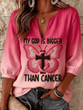 Women's Breast Cancer Awareness Print 3/4-Sleeve Top
