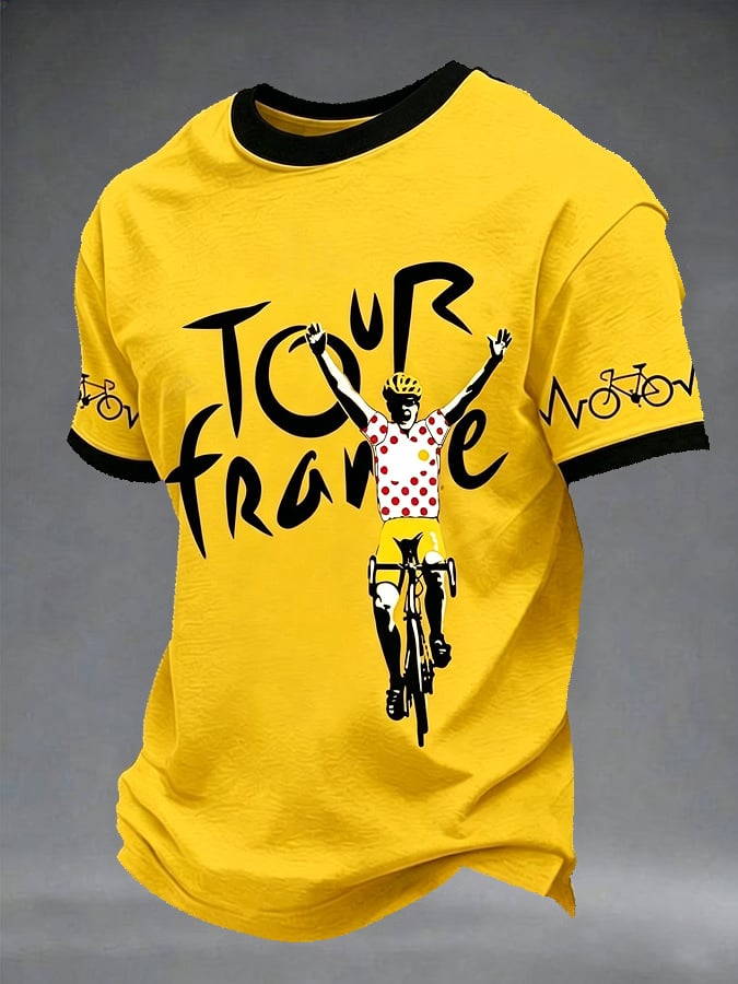 Men's Tour France Print Casual T-Shirt