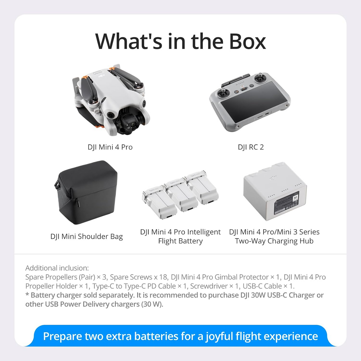 Mini 4 Pro Fly More Combo with DJI RC 2 (screen remote controller), Folding Mini-Drone with 4K HDR Video Camera for Adults, Under 0.549 lbs/249 g, 34-Min Flight Time, 2 Extra Batteries