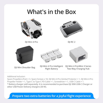 Mini 4 Pro Fly More Combo with DJI RC 2 (screen remote controller), Folding Mini-Drone with 4K HDR Video Camera for Adults, Under 0.549 lbs/249 g, 34-Min Flight Time, 2 Extra Batteries