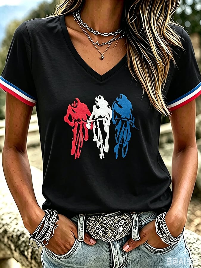 Women's Tour de France Print Casual T-Shirt