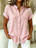 Women's Casual Breast Cancer Awareness Printed Shirt