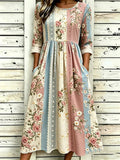 Women's Casual Linen Cotton Floral Plant Dress