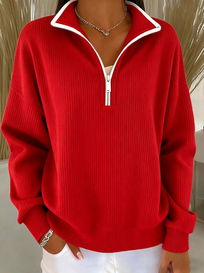 Women's Casual Multi-Color Knitted Sweatshirt