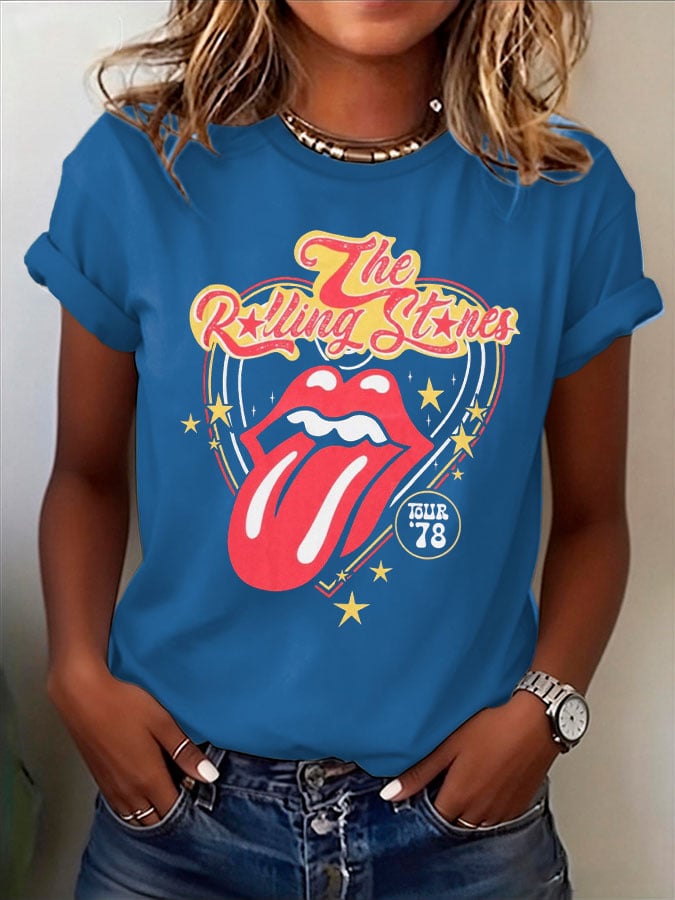 Women's Band-Print Casual T-Shirt