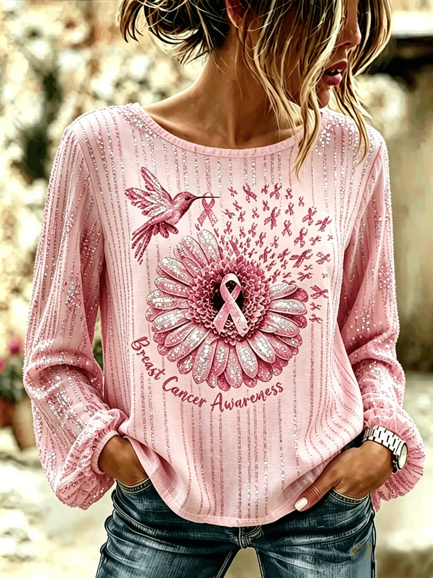 Pink for Myself Printed Casual T-shirt for Women - Breast Cancer Prevention Campaign