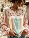 Women's Vintage Floral Breast Cancer Print Top