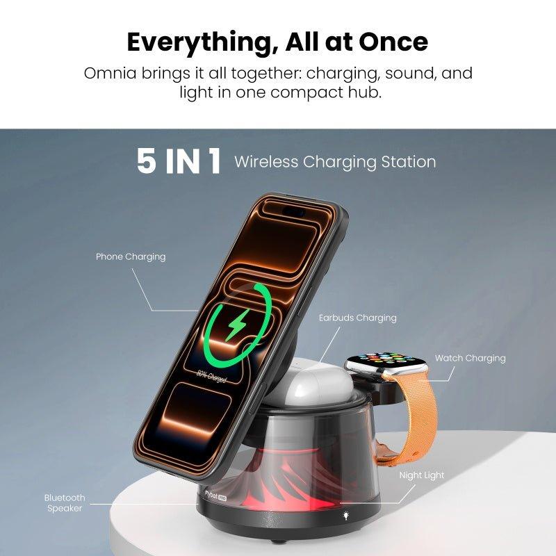 5-in-1 Wireless Charging Station with Bluetooth Speaker & Night Light