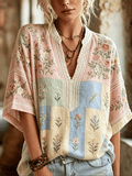 Women's Vintage Floral Breast Cancer Print Top