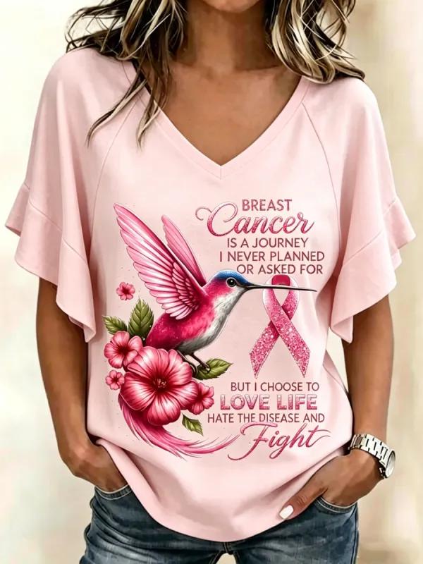 Women's Breast Health Awareness Print T-shirt