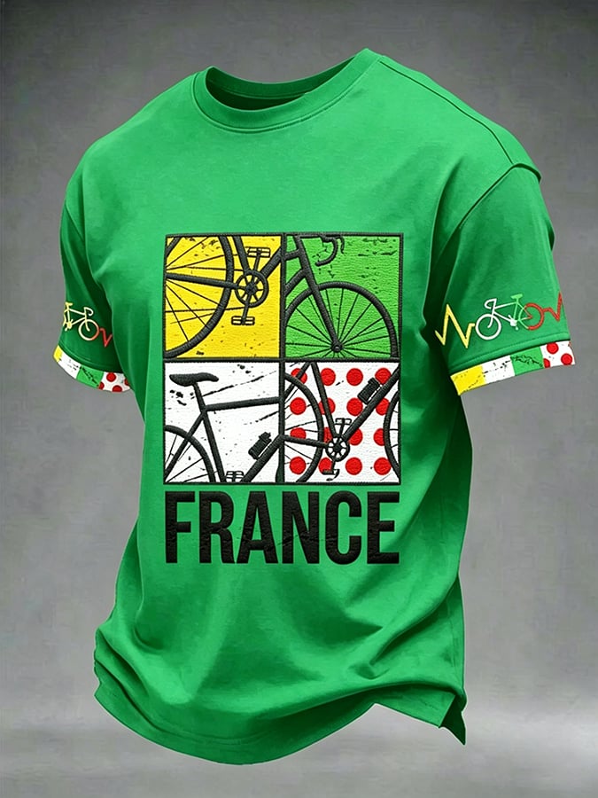 Men's Tour France Print Casual T-Shirt