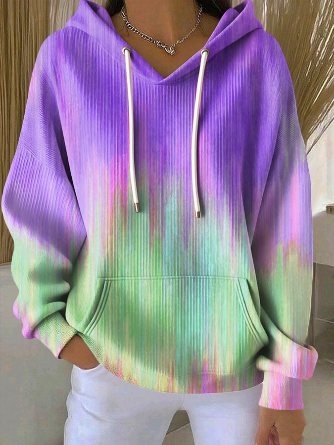 Women's Gradient Print Casual Hoodie