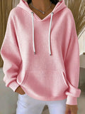 Women's Casual Waffle Jacquard Multicolor Hoodie