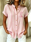 Women's Casual Breast Cancer Awareness Printed Shirt