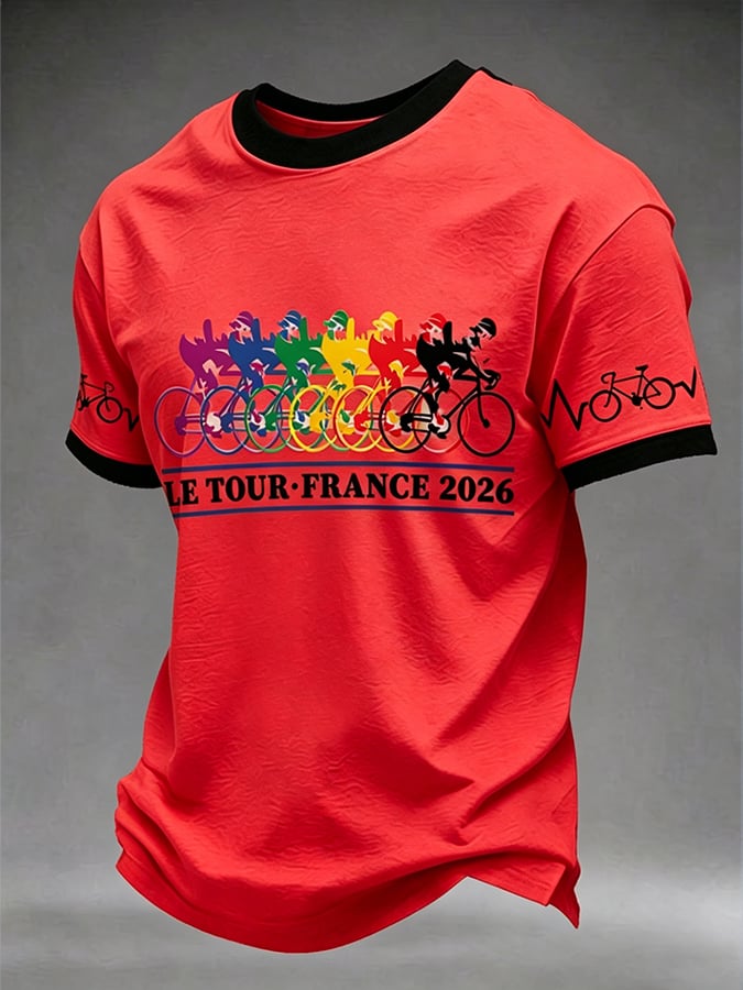 Men's Tour de France Print Casual T-Shirt