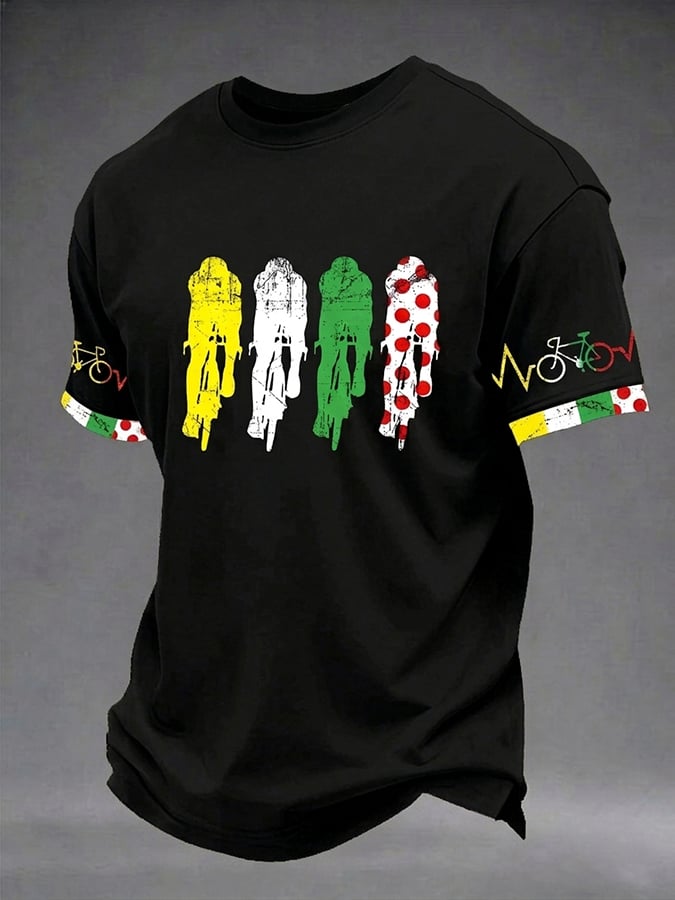 Men's Tour France Print Casual T-Shirt