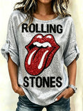 Women's Tongue and Lips Iconic Logo Rock Band Clothing Blouse