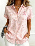 Women's Breast Cancer Awareness Pink Floral Art Print Shirt