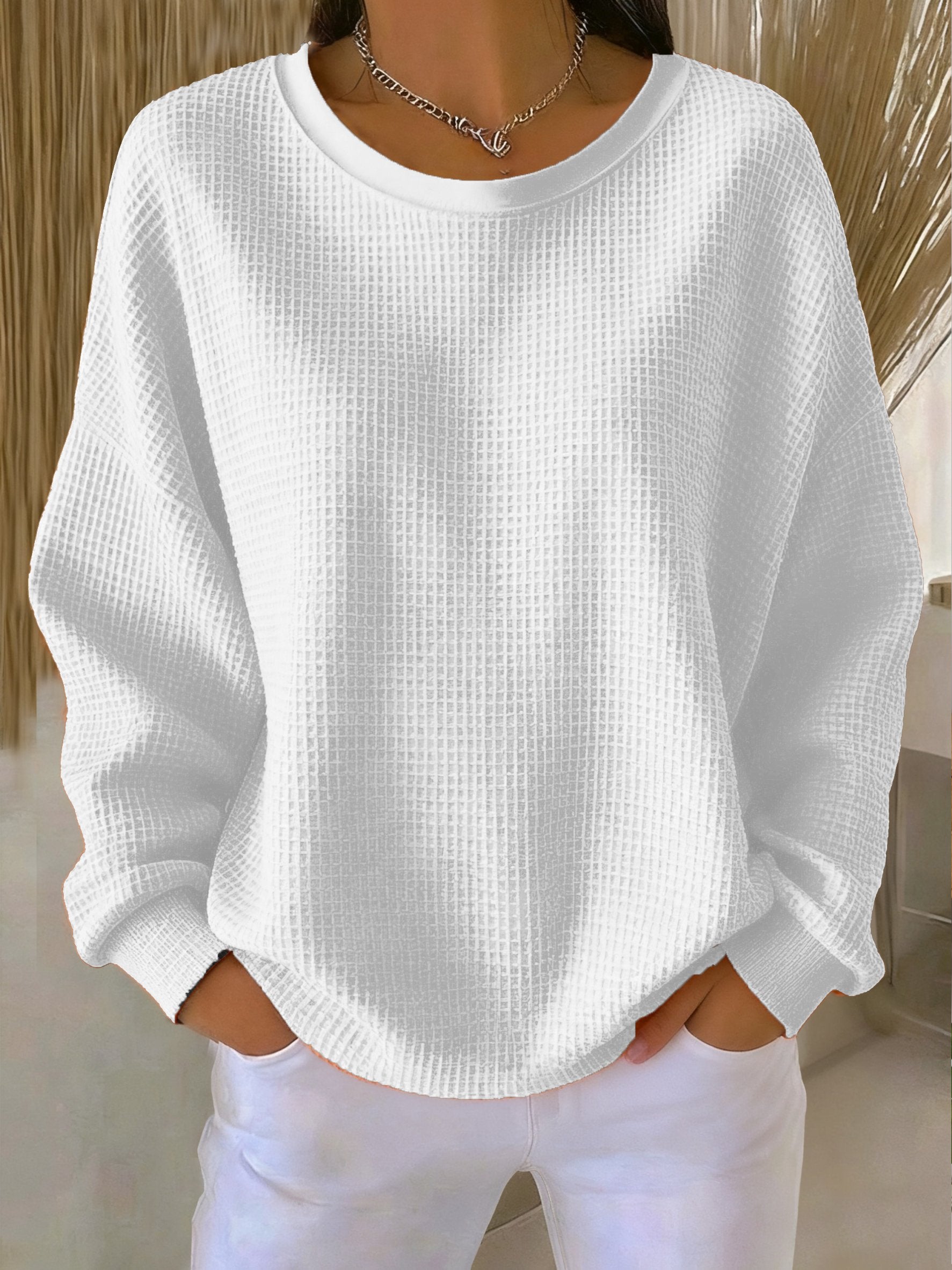 Women's casual waffle multi-color autumn and winter sweatshirt