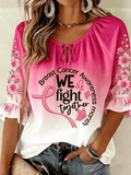 Women's Breast Cancer Awareness Print 3/4-Sleeve Top