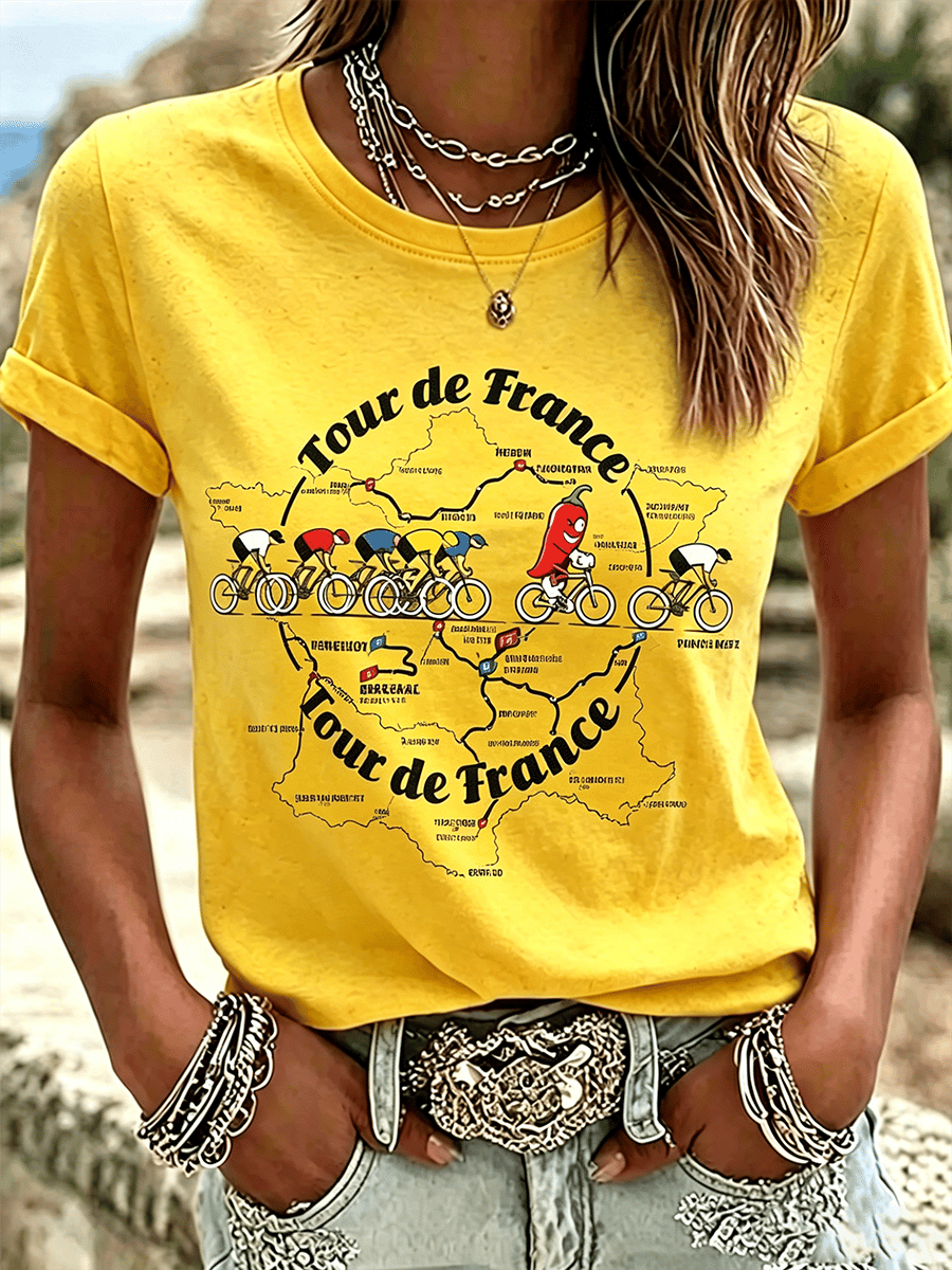 Women's Tour de France Print Casual T-Shirt