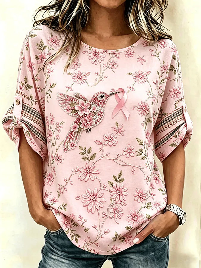 Pink for Myself Printed Casual T-shirt for Women - Breast Cancer Prevention Campaign