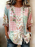 Women's Casual Breast Cancer Awareness Pink Floral Bohemian Top