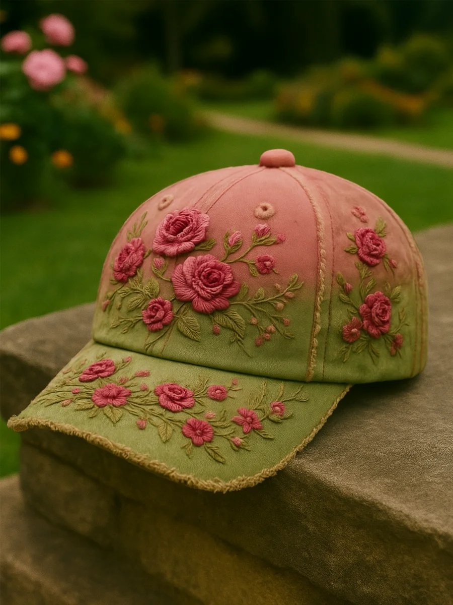 Women's Casual Pink Retro Floral Hat