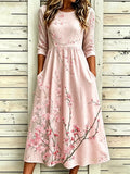 Women's Casual Linen-Cotton Floral Dress