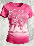 Women's Breast Cancer Awareness Printed Crew-Neck Short-Sleeve T-Shirt