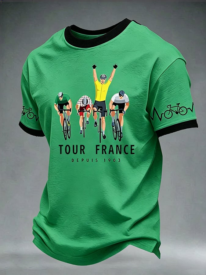 Men's Tour France Print Casual T-Shirt