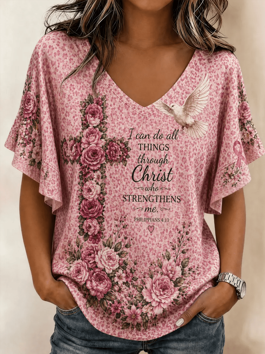 Women's Breast Health Awareness Print T-shirt