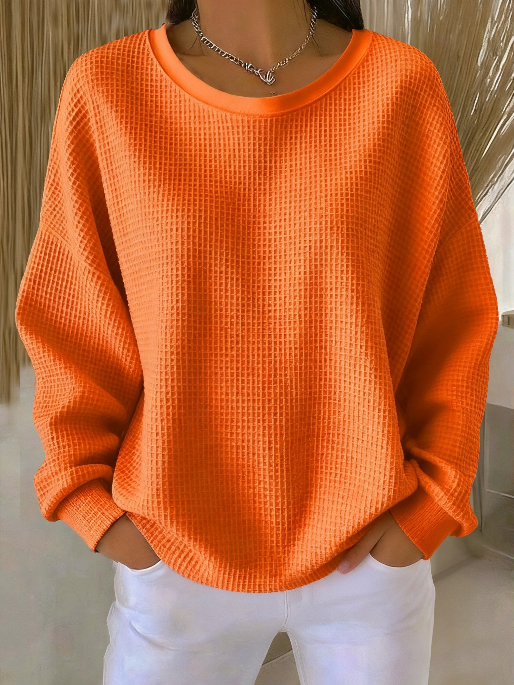 Women's casual waffle multi-color autumn and winter sweatshirt