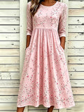 Women's Casual Linen Cotton Floral Plant Dress