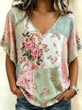 Women's Casual Breast Cancer Awareness Pink Floral Bohemian Top