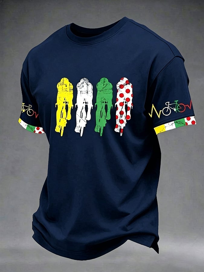 Men's Tour France Print Casual T-Shirt