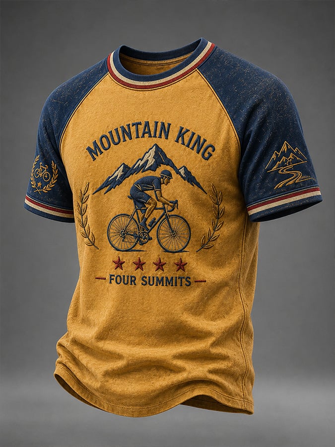 T-shirt décontracté pour homme à manches courtes et col rond, avec motif Tour de France