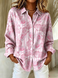 Women's casual pink plaid shirt